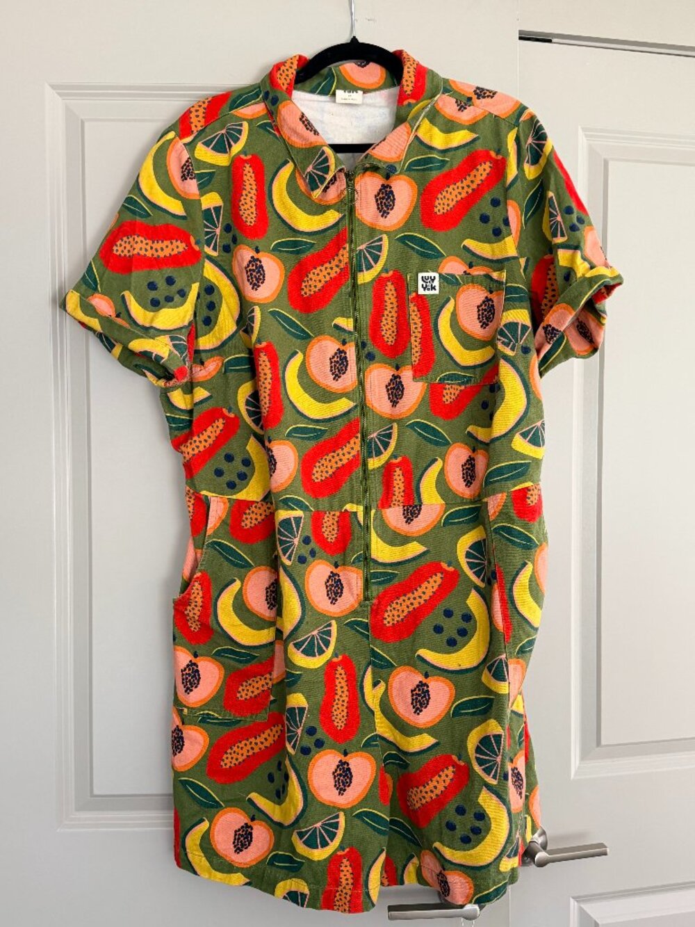 Lucy & Yak Short Jumpsuit in Limited Edition Green/Fruit Print Plus Size